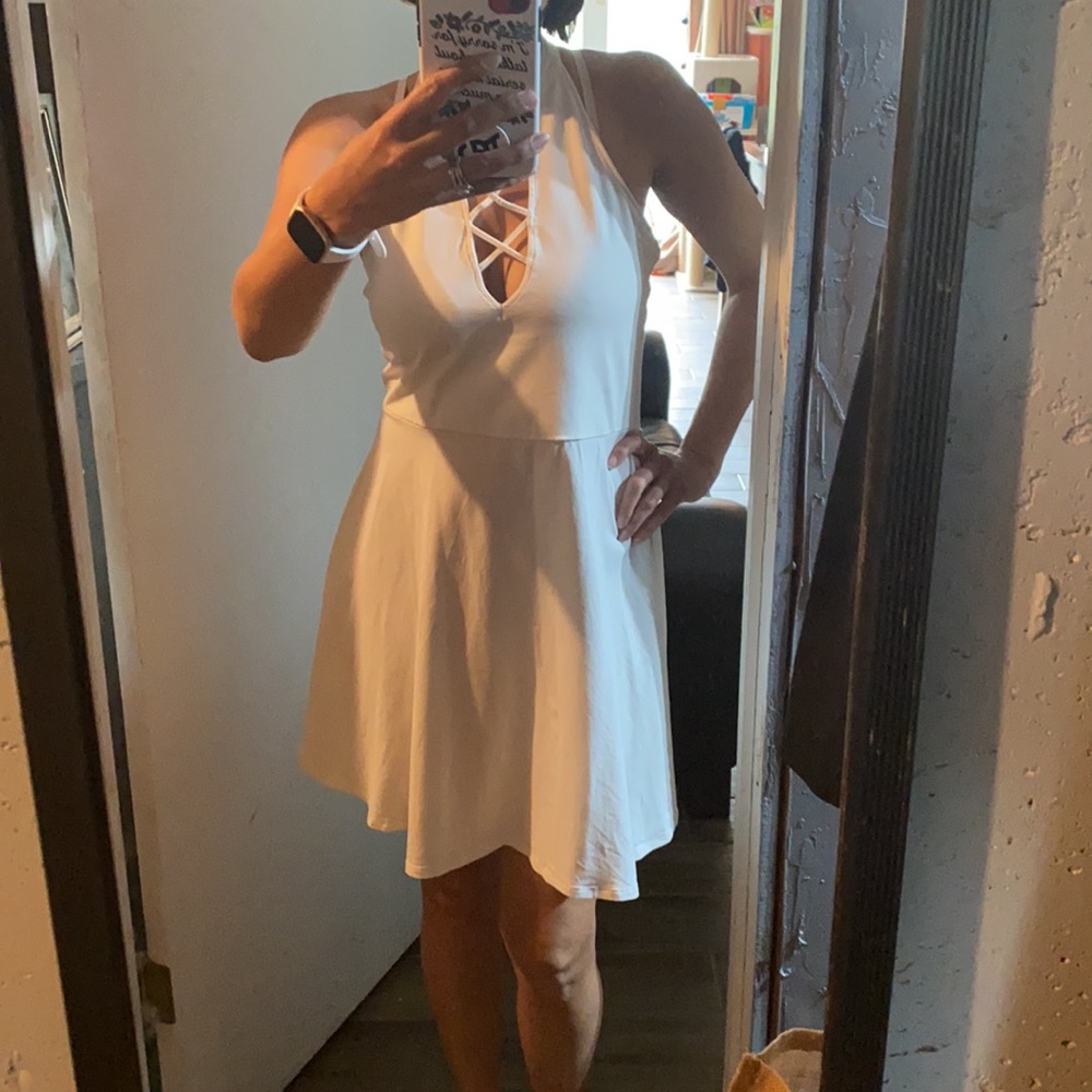 Express Halter Fit and Flare Skater Dress